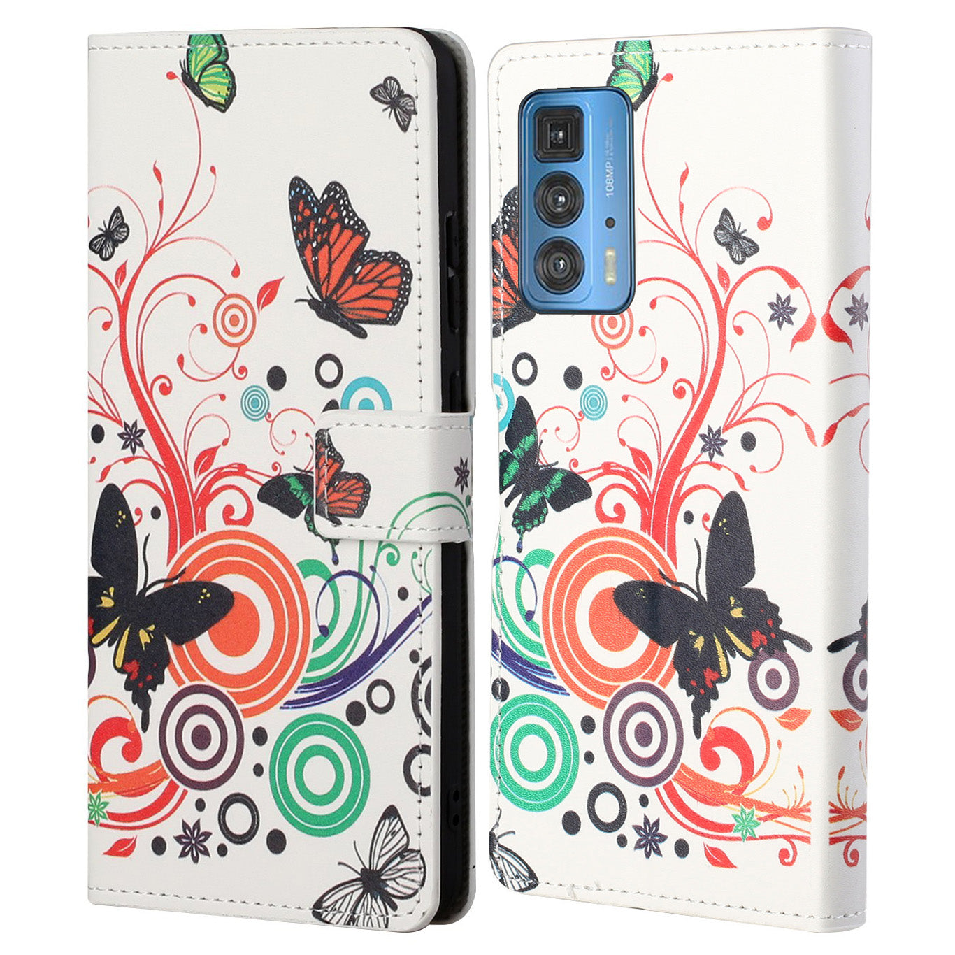 Stylish Pattern Printing Anti-Scratch Leather Protective Case with Wallet Stand for Motorola Edge 20 Pro