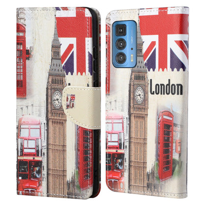 Cross Texture Pattern Printing Magnetic Clasp Closure Leather Wallet Stand Case Protector for Motorola Edge 20 Pro