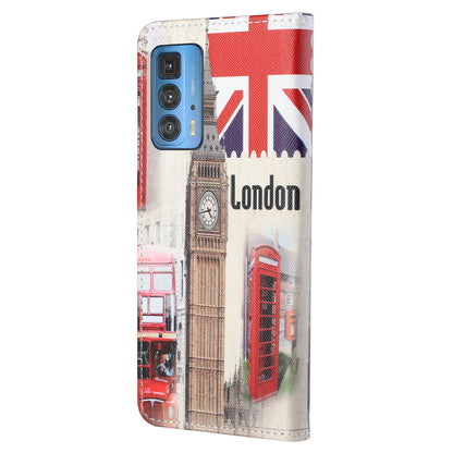 Cross Texture Pattern Printing Magnetic Clasp Closure Leather Wallet Stand Case Protector for Motorola Edge 20 Pro