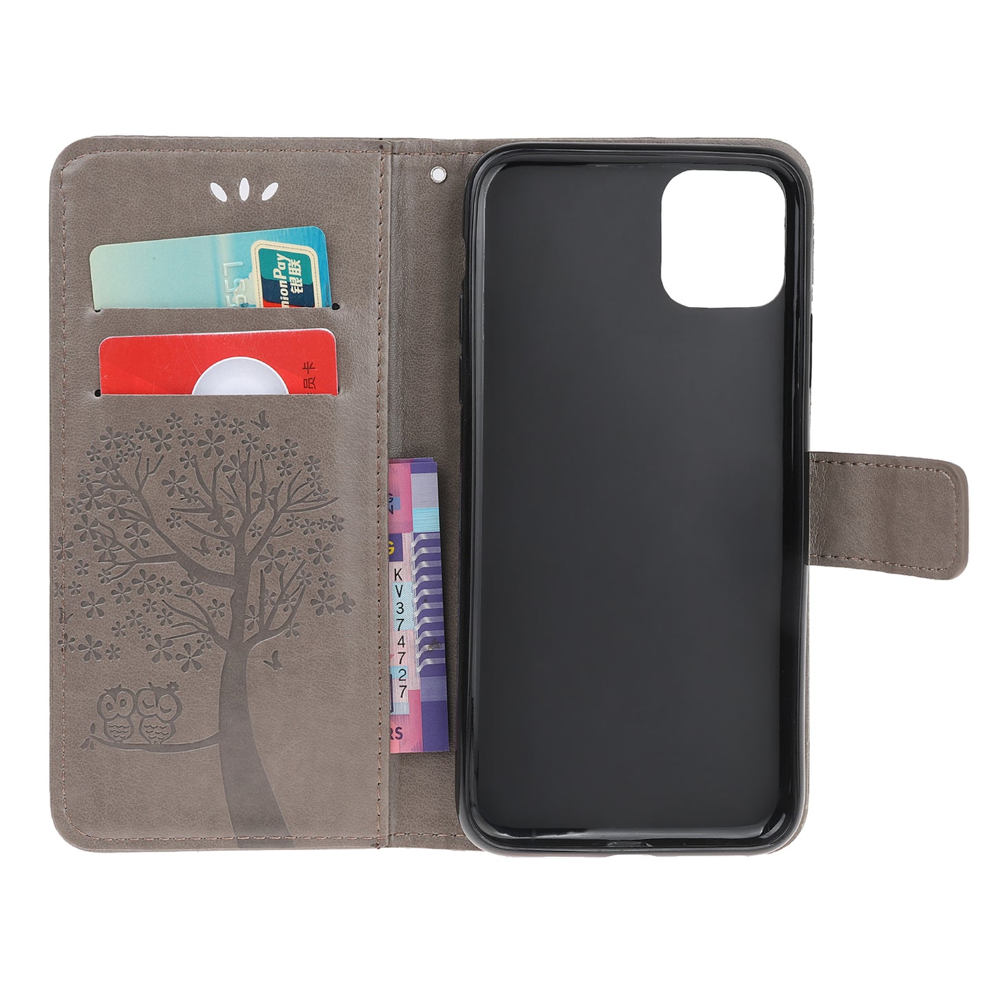 Owl and Tree Pattern Imprinted Wallet Stand Leather Case Shell with Wrist Strap for Motorola Edge 20 Lite