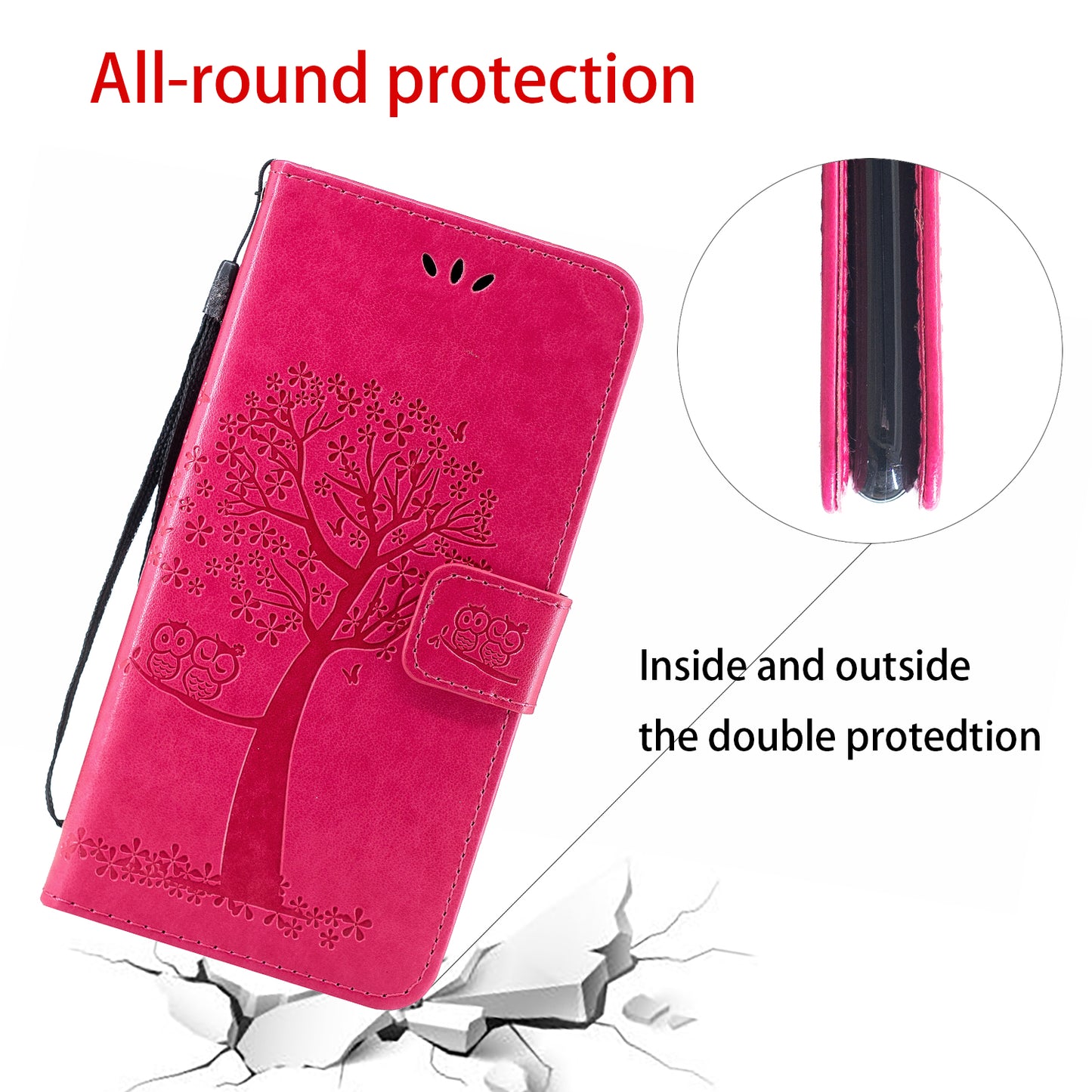 Owl and Tree Pattern Imprinted Wallet Stand Leather Case Shell with Wrist Strap for Motorola Edge 20 Lite