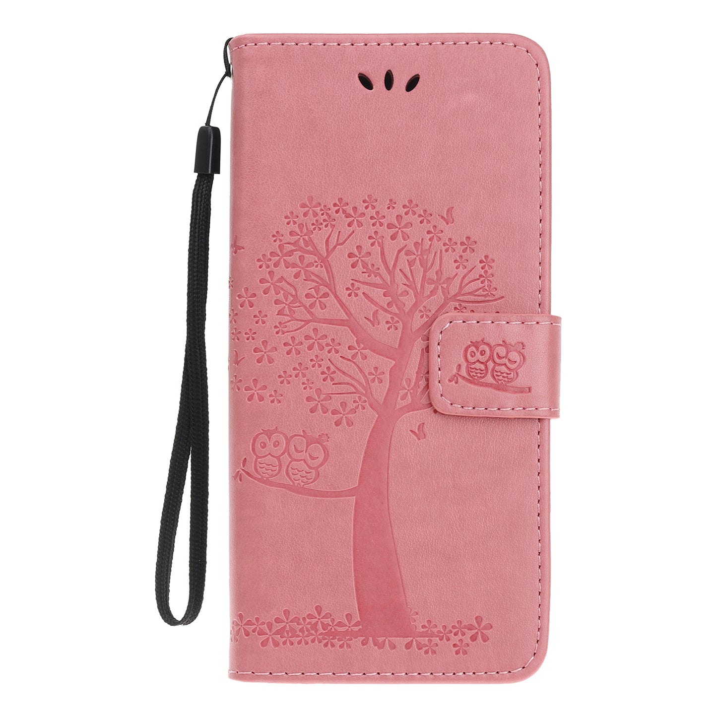 Owl and Tree Pattern Imprinted Wallet Stand Leather Case Shell with Wrist Strap for Motorola Edge 20 Lite