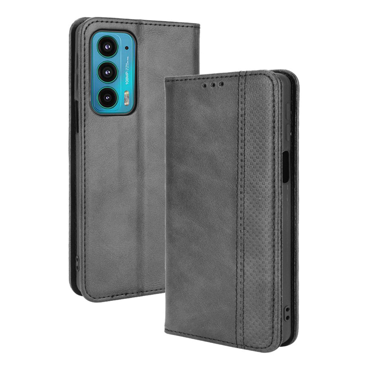 Retro Leather Auto-Absorbed Protective Cover Anti-Drop Phone Wallet Case with Stand for Motorola Edge 20/Edge Lite Luxury Edition