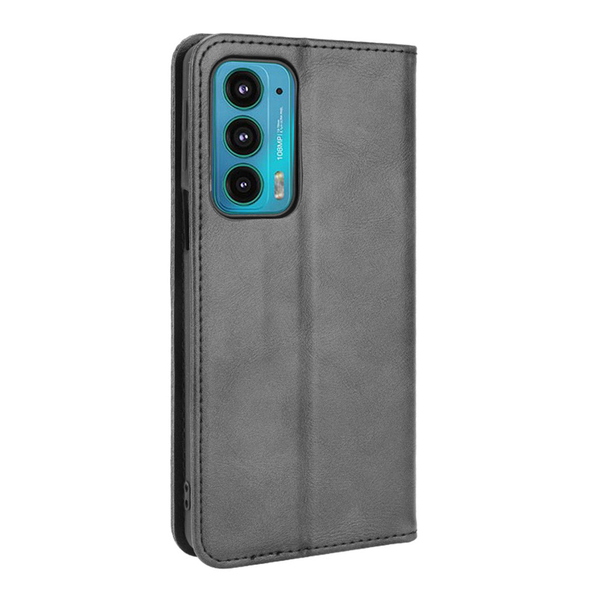 Retro Leather Auto-Absorbed Protective Cover Anti-Drop Phone Wallet Case with Stand for Motorola Edge 20/Edge Lite Luxury Edition