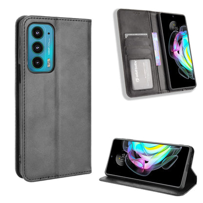 Retro Leather Auto-Absorbed Protective Cover Anti-Drop Phone Wallet Case with Stand for Motorola Edge 20/Edge Lite Luxury Edition