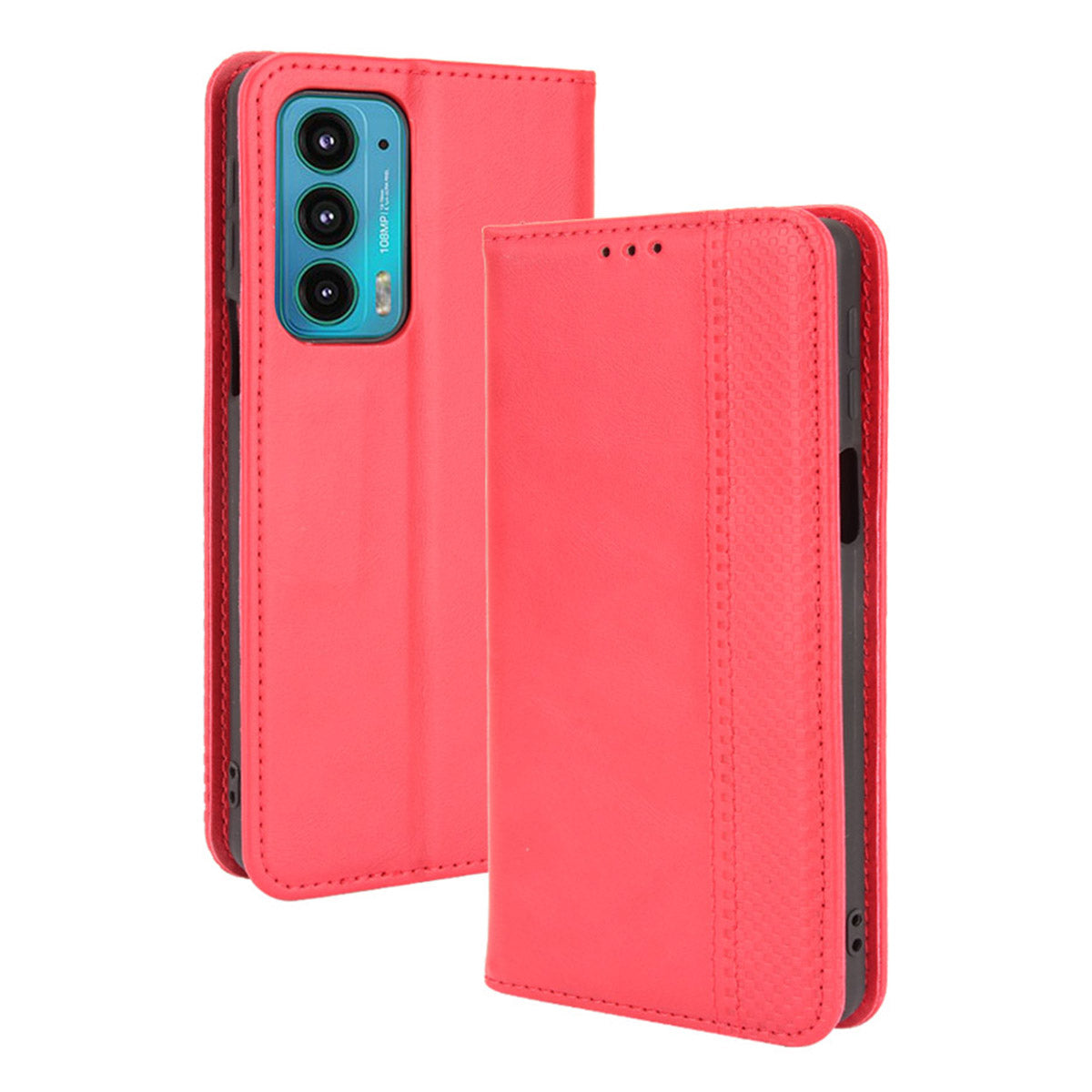 Retro Leather Auto-Absorbed Protective Cover Anti-Drop Phone Wallet Case with Stand for Motorola Edge 20/Edge Lite Luxury Edition