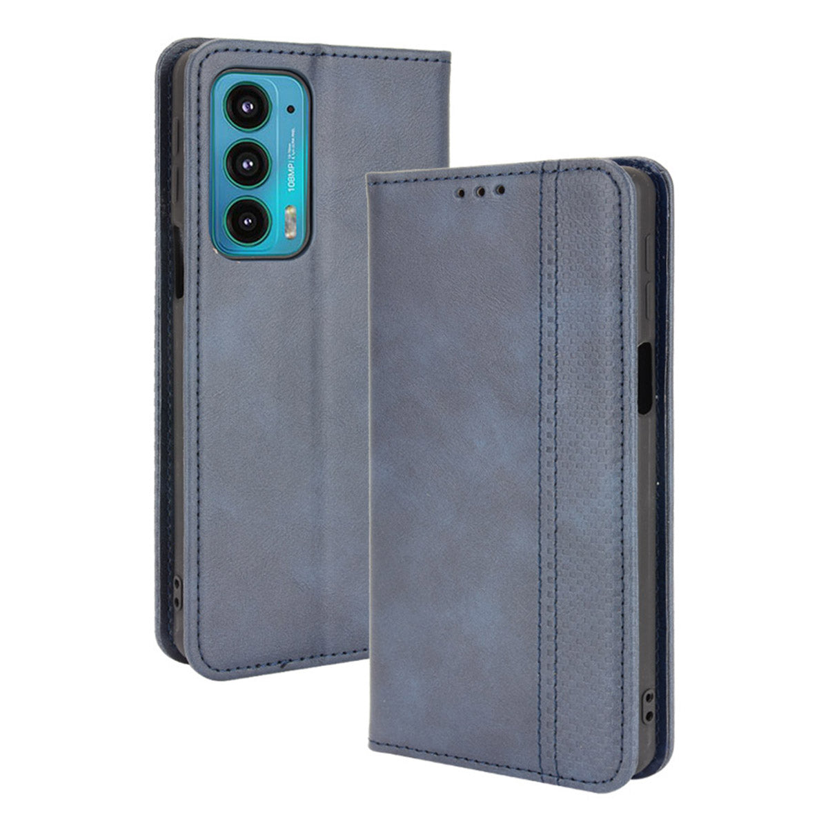 Retro Leather Auto-Absorbed Protective Cover Anti-Drop Phone Wallet Case with Stand for Motorola Edge 20/Edge Lite Luxury Edition