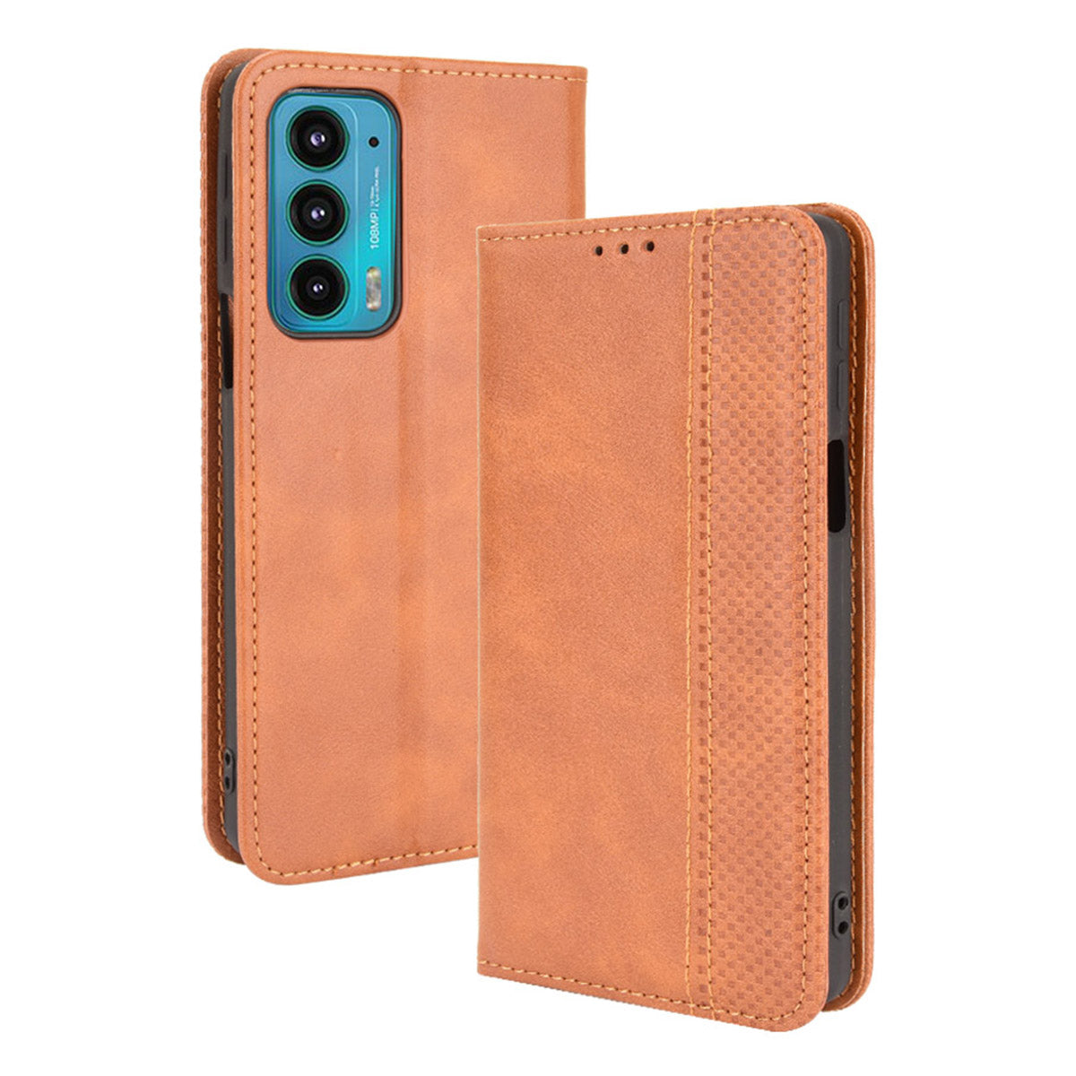 Retro Leather Auto-Absorbed Protective Cover Anti-Drop Phone Wallet Case with Stand for Motorola Edge 20/Edge Lite Luxury Edition