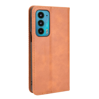 Retro Leather Auto-Absorbed Protective Cover Anti-Drop Phone Wallet Case with Stand for Motorola Edge 20/Edge Lite Luxury Edition