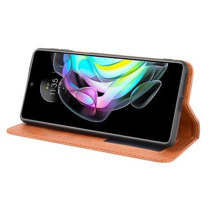 Retro Leather Auto-Absorbed Protective Cover Anti-Drop Phone Wallet Case with Stand for Motorola Edge 20/Edge Lite Luxury Edition