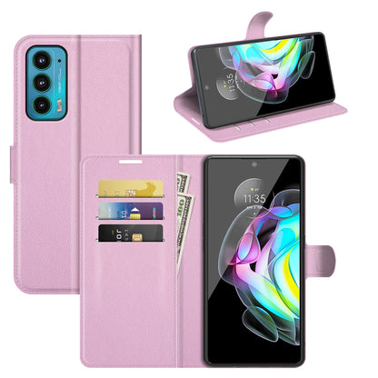 Wallet Design Folio Flip Litchi Texture Protective Soft PU Leather Phone Case with Stand for Motorola Edge 20