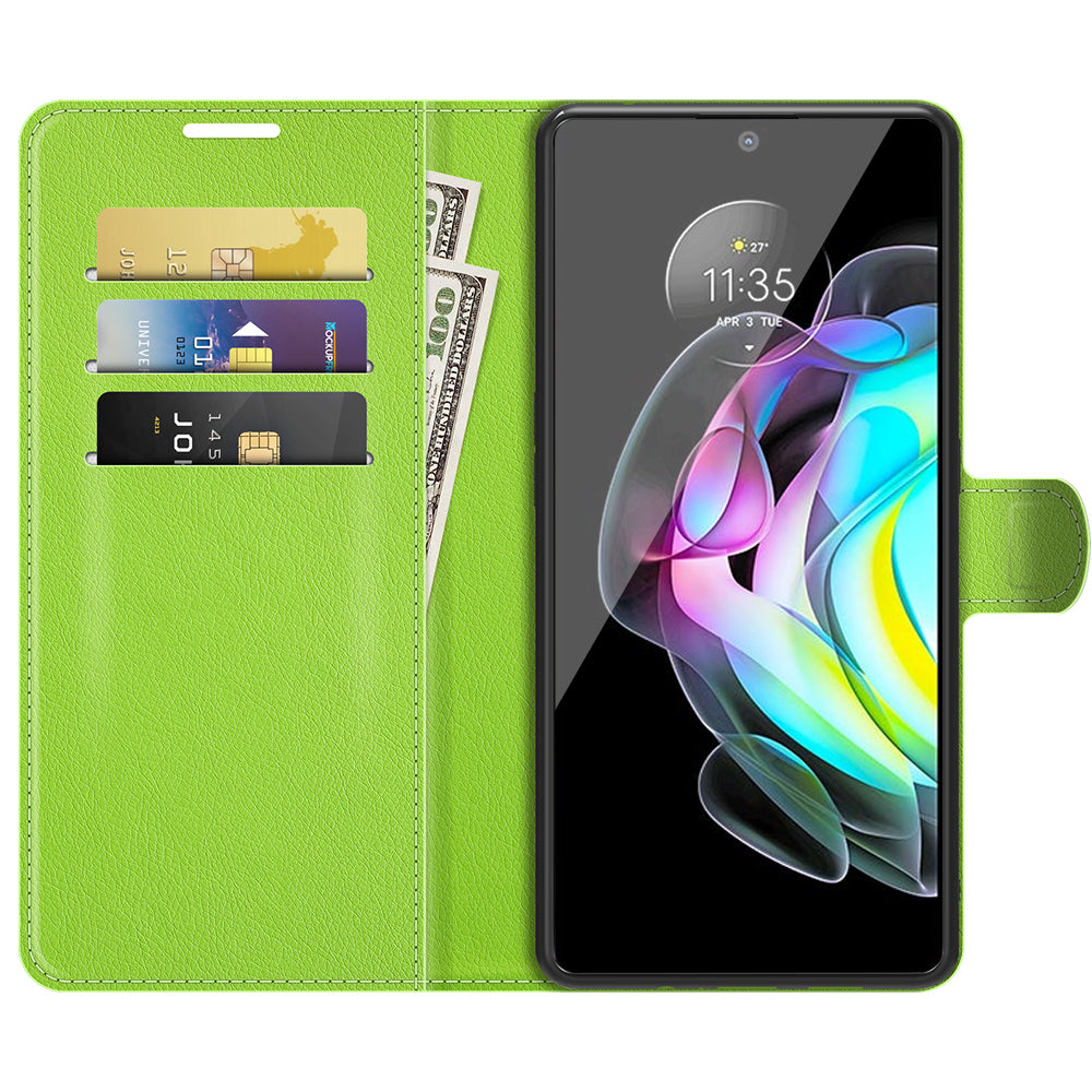 Wallet Design Folio Flip Litchi Texture Protective Soft PU Leather Phone Case with Stand for Motorola Edge 20