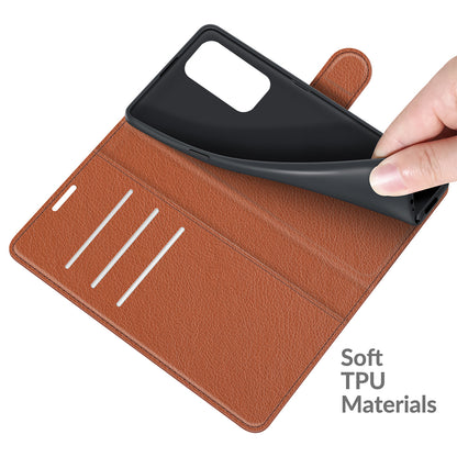 Wallet Design Folio Flip Litchi Texture Protective Soft PU Leather Phone Case with Stand for Motorola Edge 20