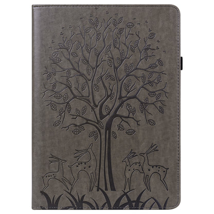 Imprint Tree and Deer Pattern Elastic Strap Closure Leather Stand Tablet Cover for Lenovo Tab M10 HD (TB-X505L/TB-X505F)/M10 (TB-X605L/TB-X605F)/Tab P10 (TB-X705F TB-X705L)