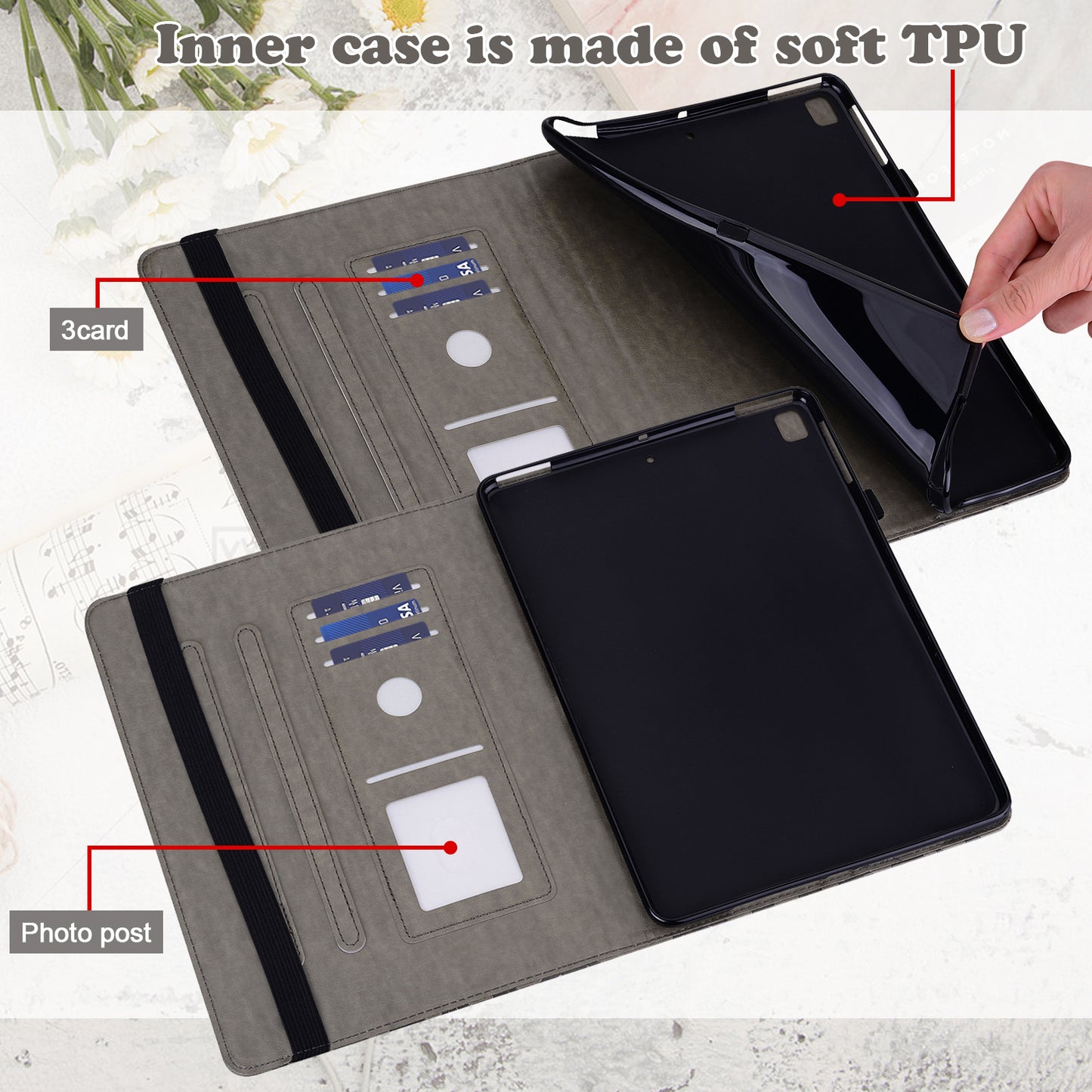 Imprint Tree and Deer Pattern Elastic Strap Closure Leather Stand Tablet Cover for Lenovo Tab M10 HD (TB-X505L/TB-X505F)/M10 (TB-X605L/TB-X605F)/Tab P10 (TB-X705F TB-X705L)