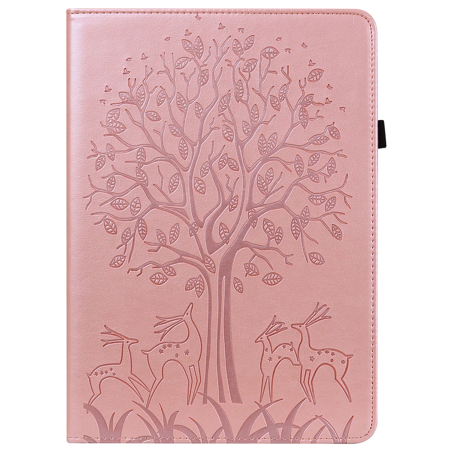 Imprint Tree and Deer Pattern Elastic Strap Closure Leather Stand Tablet Cover for Lenovo Tab M10 HD (TB-X505L/TB-X505F)/M10 (TB-X605L/TB-X605F)/Tab P10 (TB-X705F TB-X705L)