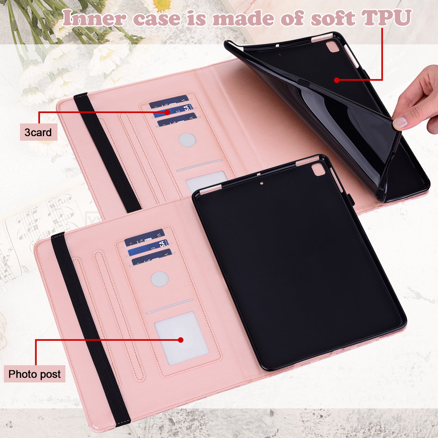 Imprint Tree and Deer Pattern Elastic Strap Closure Leather Stand Tablet Cover for Lenovo Tab M10 HD (TB-X505L/TB-X505F)/M10 (TB-X605L/TB-X605F)/Tab P10 (TB-X705F TB-X705L)