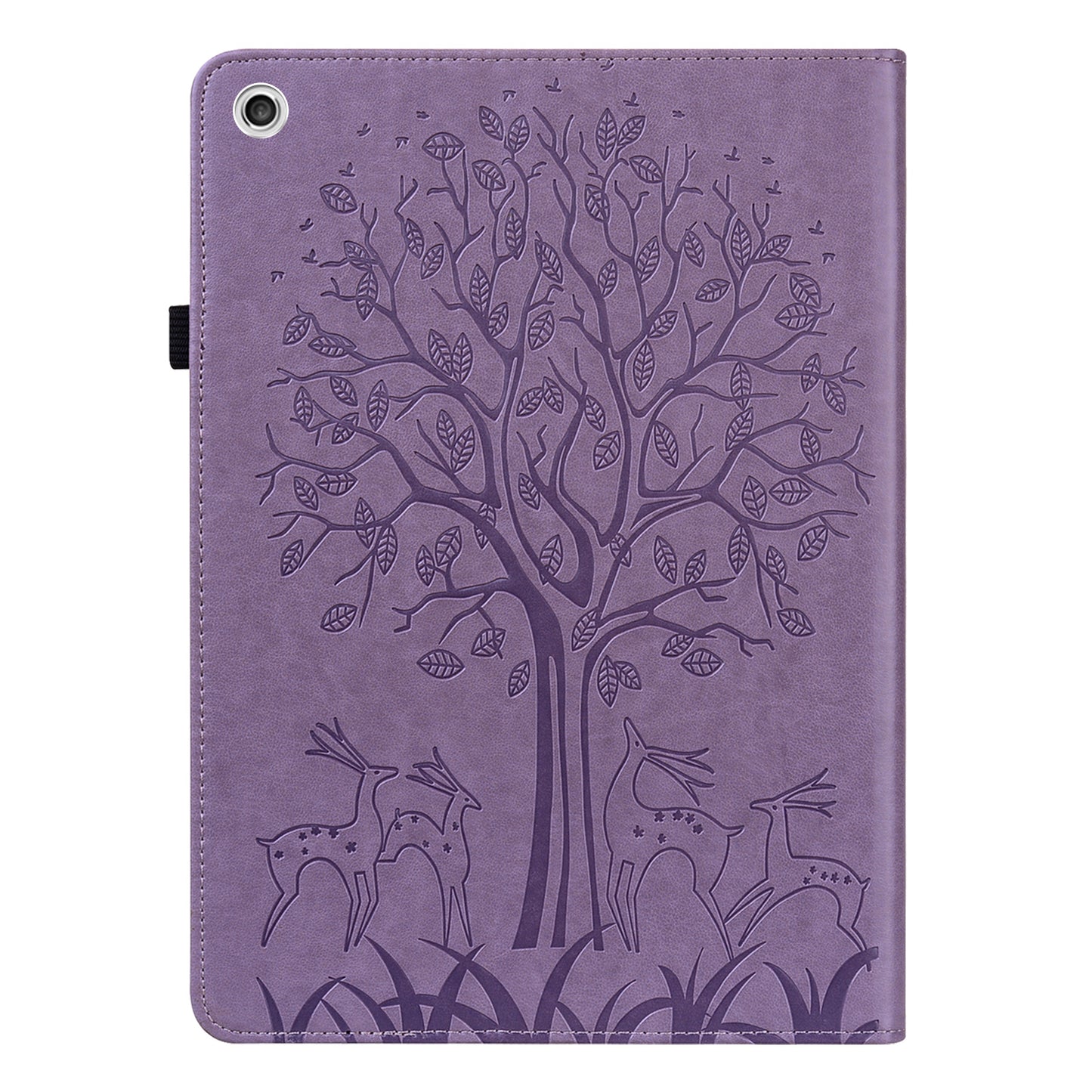 Imprint Tree and Deer Pattern Elastic Strap Closure Leather Stand Tablet Cover for Lenovo Tab M10 HD (TB-X505L/TB-X505F)/M10 (TB-X605L/TB-X605F)/Tab P10 (TB-X705F TB-X705L)