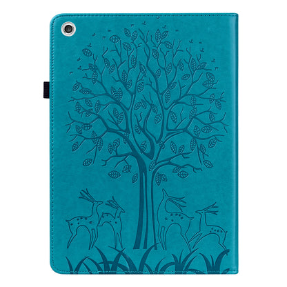 Imprint Tree and Deer Pattern Elastic Strap Closure Leather Stand Tablet Cover for Lenovo Tab M10 HD (TB-X505L/TB-X505F)/M10 (TB-X605L/TB-X605F)/Tab P10 (TB-X705F TB-X705L)