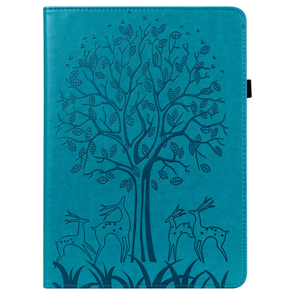 Imprint Tree and Deer Pattern Elastic Strap Closure Leather Stand Tablet Cover for Lenovo Tab M10 HD (TB-X505L/TB-X505F)/M10 (TB-X605L/TB-X605F)/Tab P10 (TB-X705F TB-X705L)