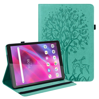 Imprint Tree and Deer Pattern Elastic Strap Closure Leather Stand Tablet Cover for Lenovo Tab M10 HD (TB-X505L/TB-X505F)/M10 (TB-X605L/TB-X605F)/Tab P10 (TB-X705F TB-X705L)