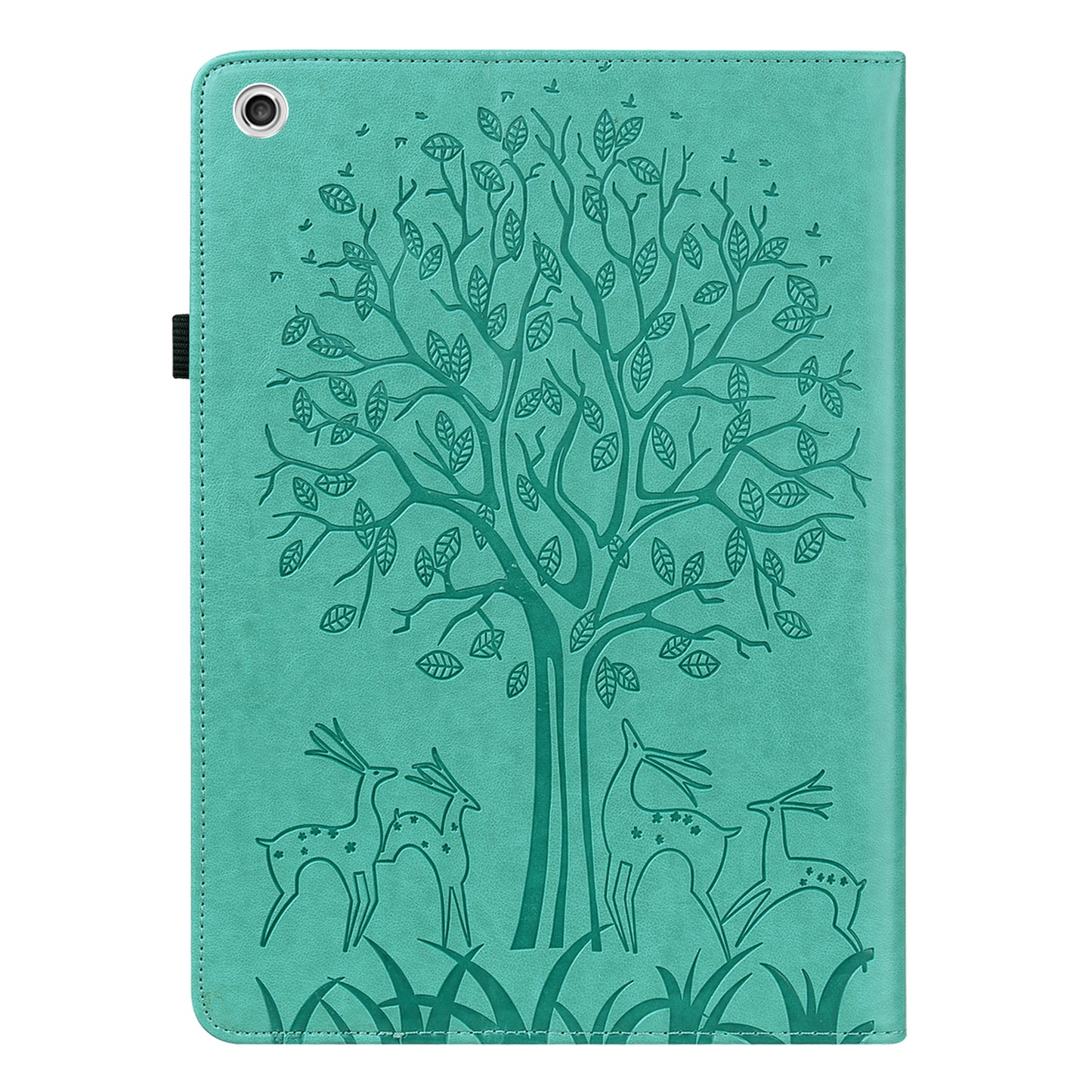 Imprint Tree and Deer Pattern Elastic Strap Closure Leather Stand Tablet Cover for Lenovo Tab M10 HD (TB-X505L/TB-X505F)/M10 (TB-X605L/TB-X605F)/Tab P10 (TB-X705F TB-X705L)