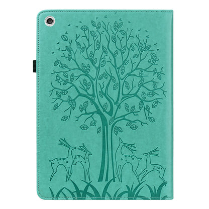 Imprint Tree and Deer Pattern Elastic Strap Closure Leather Stand Tablet Cover for Lenovo Tab M10 HD (TB-X505L/TB-X505F)/M10 (TB-X605L/TB-X605F)/Tab P10 (TB-X705F TB-X705L)