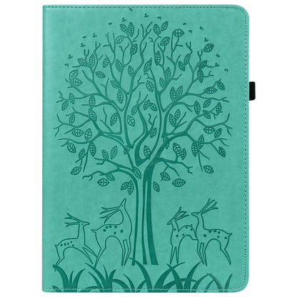 Imprint Tree and Deer Pattern Elastic Strap Closure Leather Stand Tablet Cover for Lenovo Tab M10 HD (TB-X505L/TB-X505F)/M10 (TB-X605L/TB-X605F)/Tab P10 (TB-X705F TB-X705L)