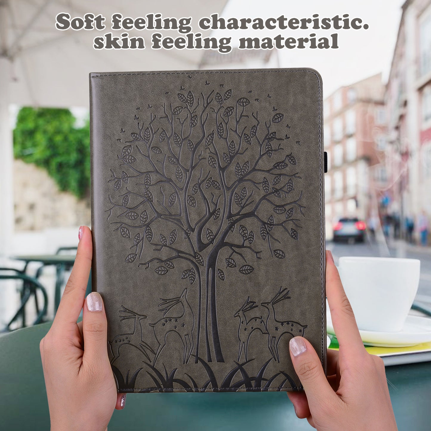 Imprint Tree and Deer Pattern All-Protection Leather Stand Tablet Cover for Lenovo Tab P11 TB-J606F / Tab P11 5G