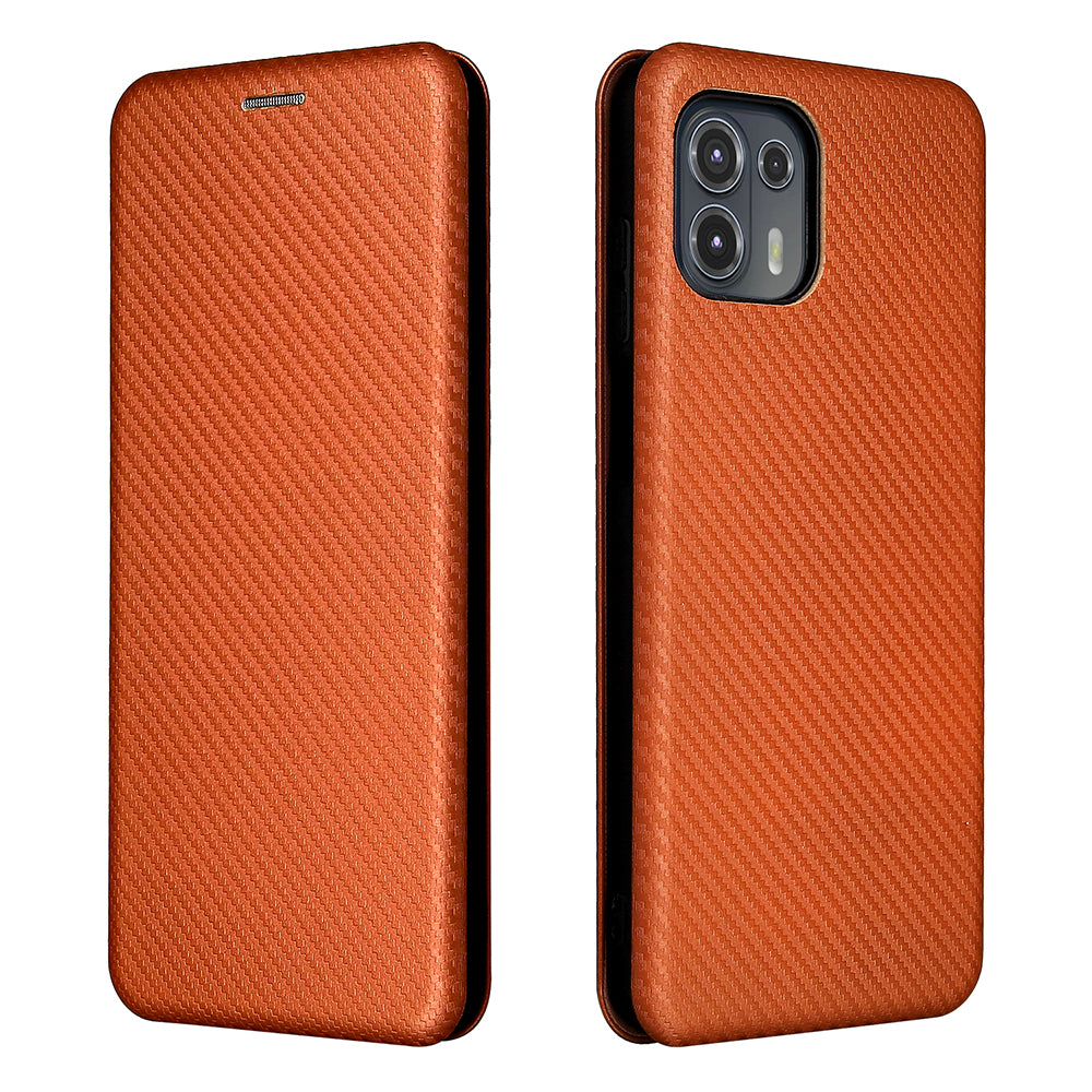 Auto-absorbed Carbon Fiber Texture Leather Stand Phone Shell Cover for Motorola Edge 20 Lite