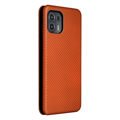 Auto-absorbed Carbon Fiber Texture Leather Stand Phone Shell Cover for Motorola Edge 20 Lite