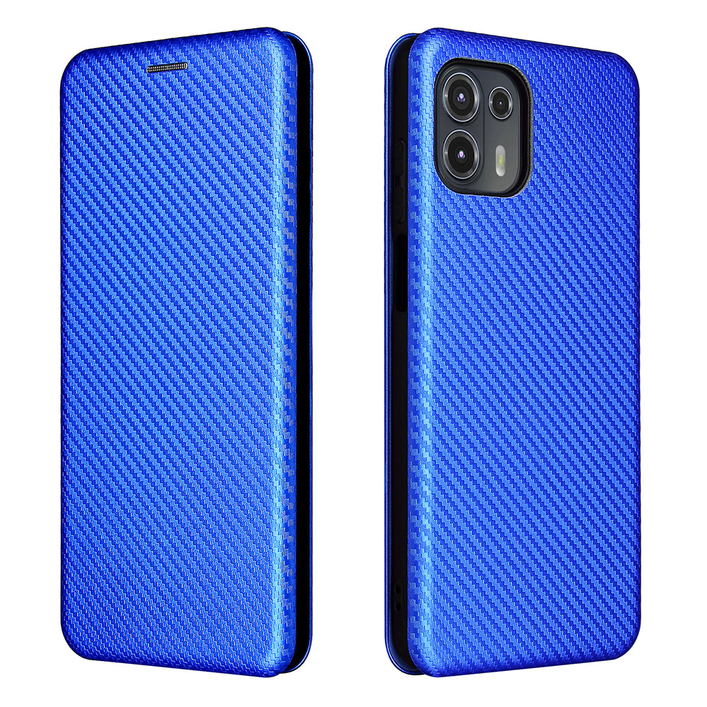 Auto-absorbed Carbon Fiber Texture Leather Stand Phone Shell Cover for Motorola Edge 20 Lite