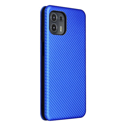 Auto-absorbed Carbon Fiber Texture Leather Stand Phone Shell Cover for Motorola Edge 20 Lite