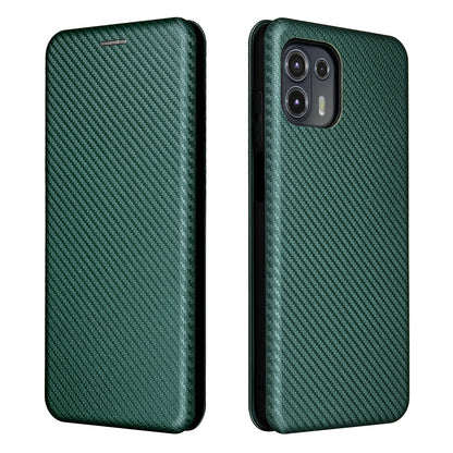 Auto-absorbed Carbon Fiber Texture Leather Stand Phone Shell Cover for Motorola Edge 20 Lite