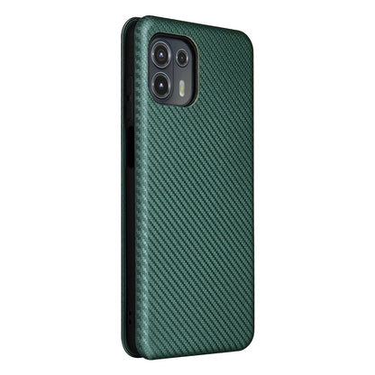 Auto-absorbed Carbon Fiber Texture Leather Stand Phone Shell Cover for Motorola Edge 20 Lite