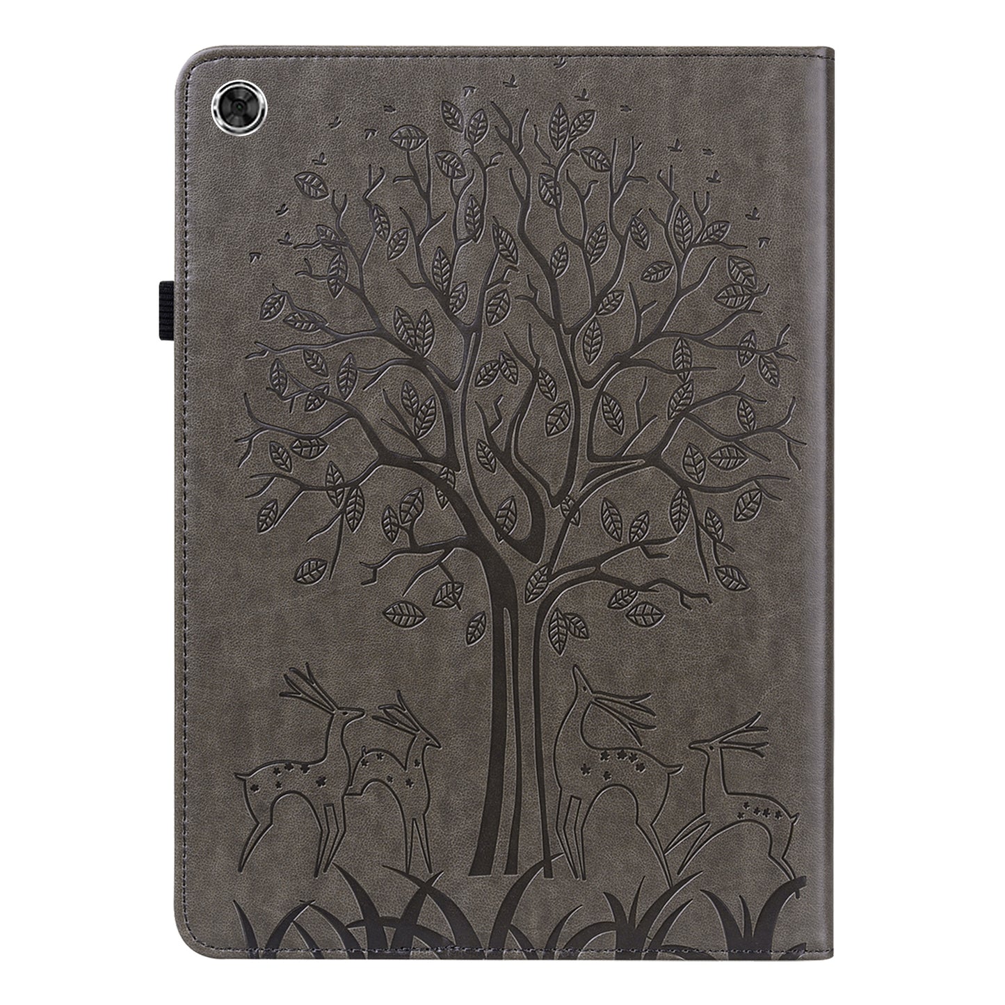 Imprinted Tree and Deer PU Leather Folio Flip Stand Protective Case Cover with Card Holder for Lenovo Tab M10 Plus TB-X606F / TB-606X