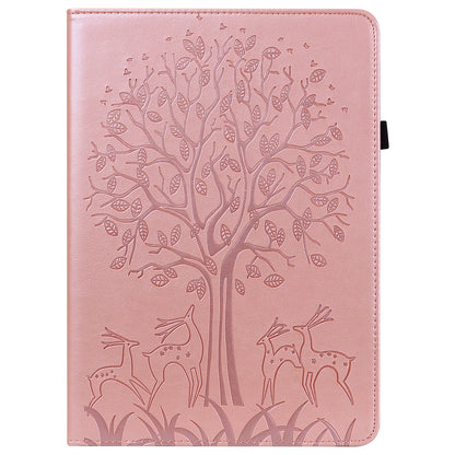 Imprinted Tree and Deer PU Leather Folio Flip Stand Protective Case Cover with Card Holder for Lenovo Tab M10 Plus TB-X606F / TB-606X