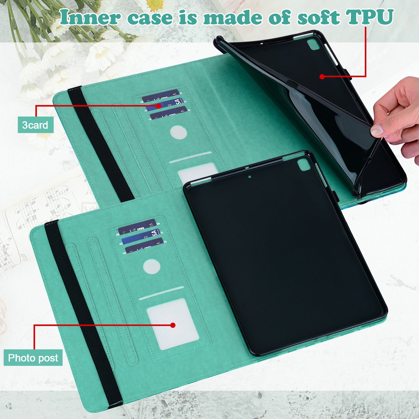 Imprinted Tree and Deer PU Leather Folio Flip Stand Protective Case Cover with Card Holder for Lenovo Tab M10 Plus TB-X606F / TB-606X