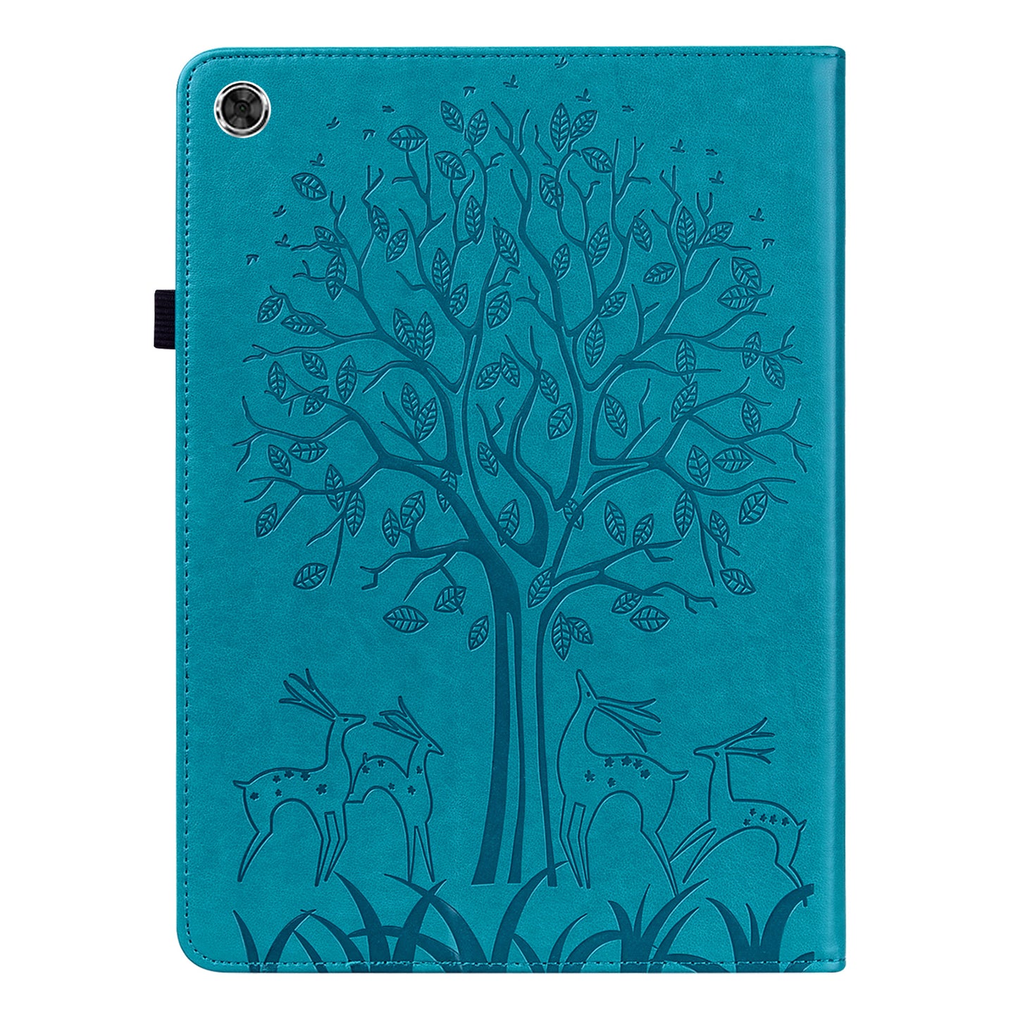 Imprinted Tree and Deer PU Leather Folio Flip Stand Protective Case Cover with Card Holder for Lenovo Tab M10 Plus TB-X606F / TB-606X