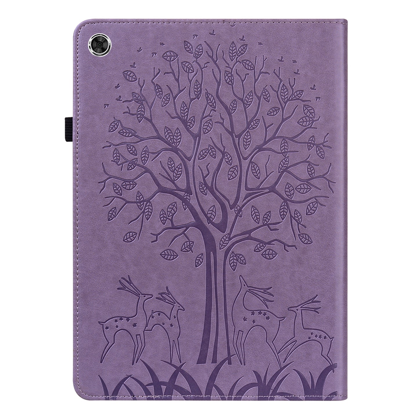 Imprinted Tree and Deer PU Leather Folio Flip Stand Protective Case Cover with Card Holder for Lenovo Tab M10 Plus TB-X606F / TB-606X