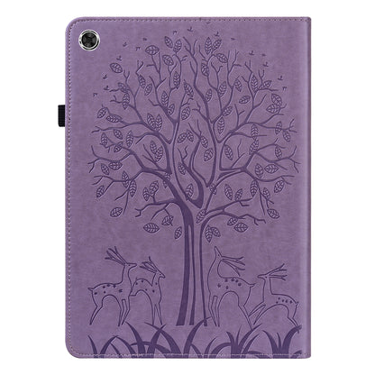 Imprinted Tree and Deer PU Leather Folio Flip Stand Protective Case Cover with Card Holder for Lenovo Tab M10 Plus TB-X606F / TB-606X