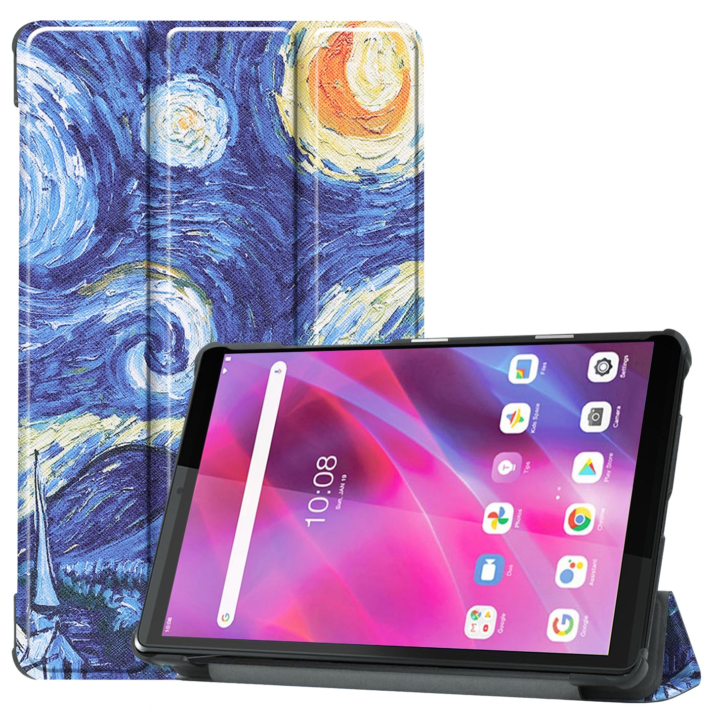 Pattern Printing PU Leather Tri-fold Stand Tablet Cover Shell for Lenovo Tab M8 (3rd Gen)