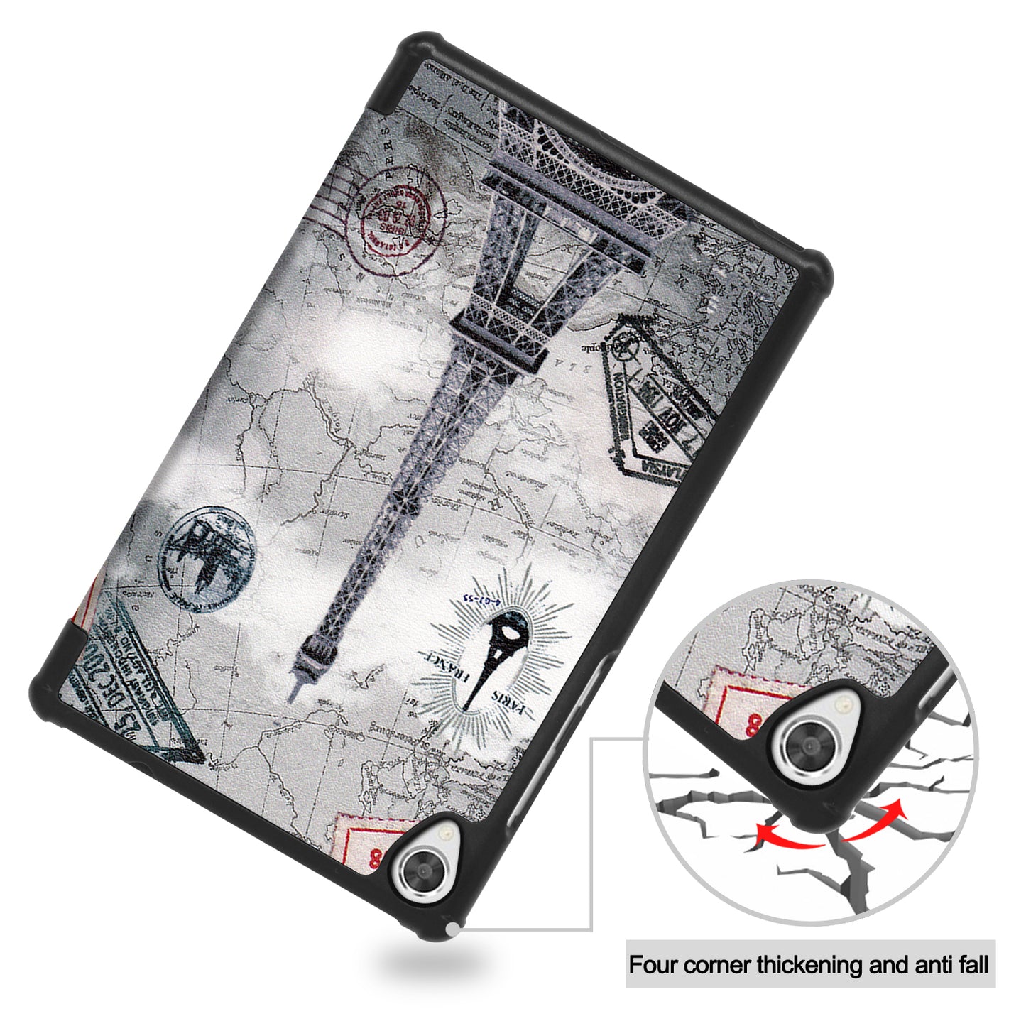 Pattern Printing PU Leather Tri-fold Stand Tablet Cover Shell for Lenovo Tab M8 (3rd Gen)