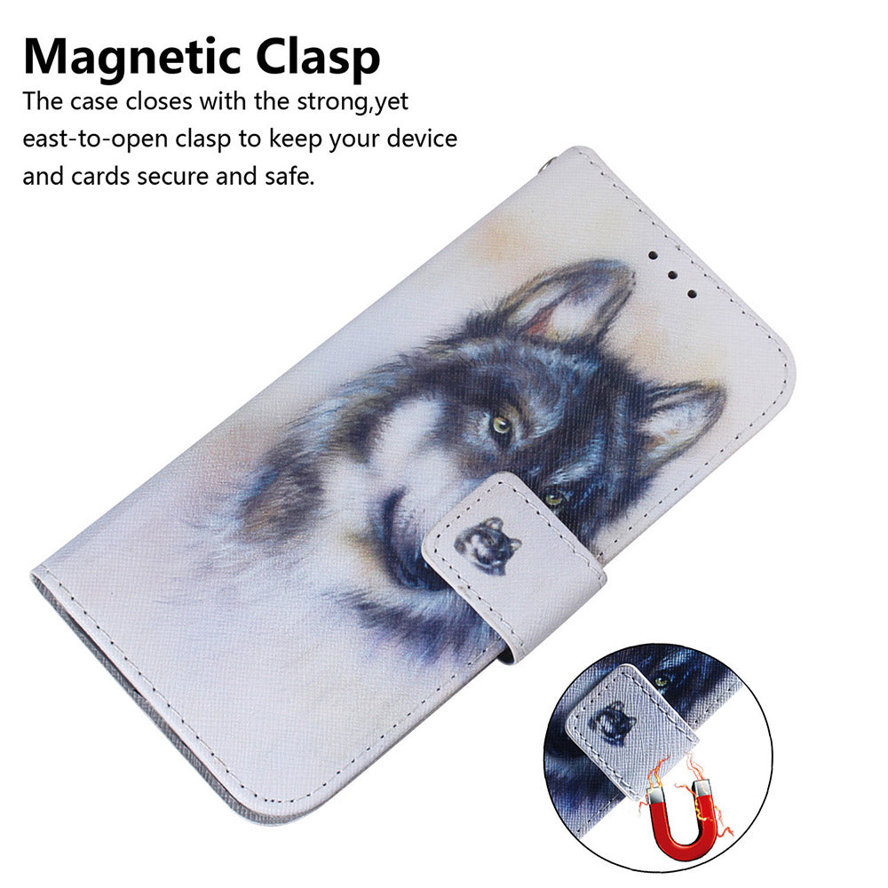 Pattern Printing Magnetic Clasp Wallet PU Leather Phone Protective Case with Stand for Motorola Edge 20 Lite