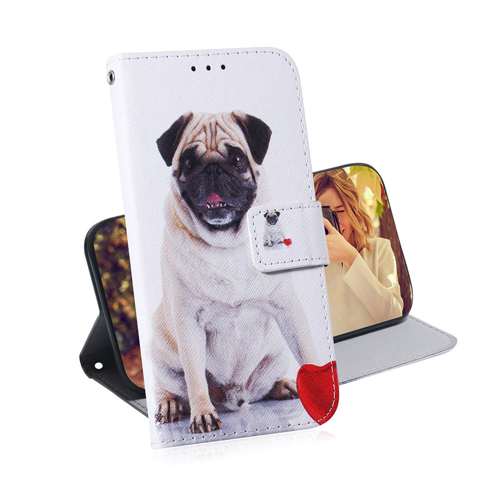 Pattern Printing Anti-Fall Shock Absorption Wallet Stand PU Leather Phone Case with Lanyard Hole for Motorola Edge 20