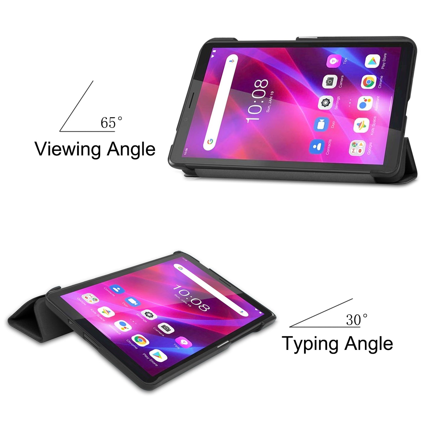 Tri-fold Stand PU Leather Tablet Well-protected Case Cover for  Lenovo Tab M7 (2nd Gen) / (3rd Gen)