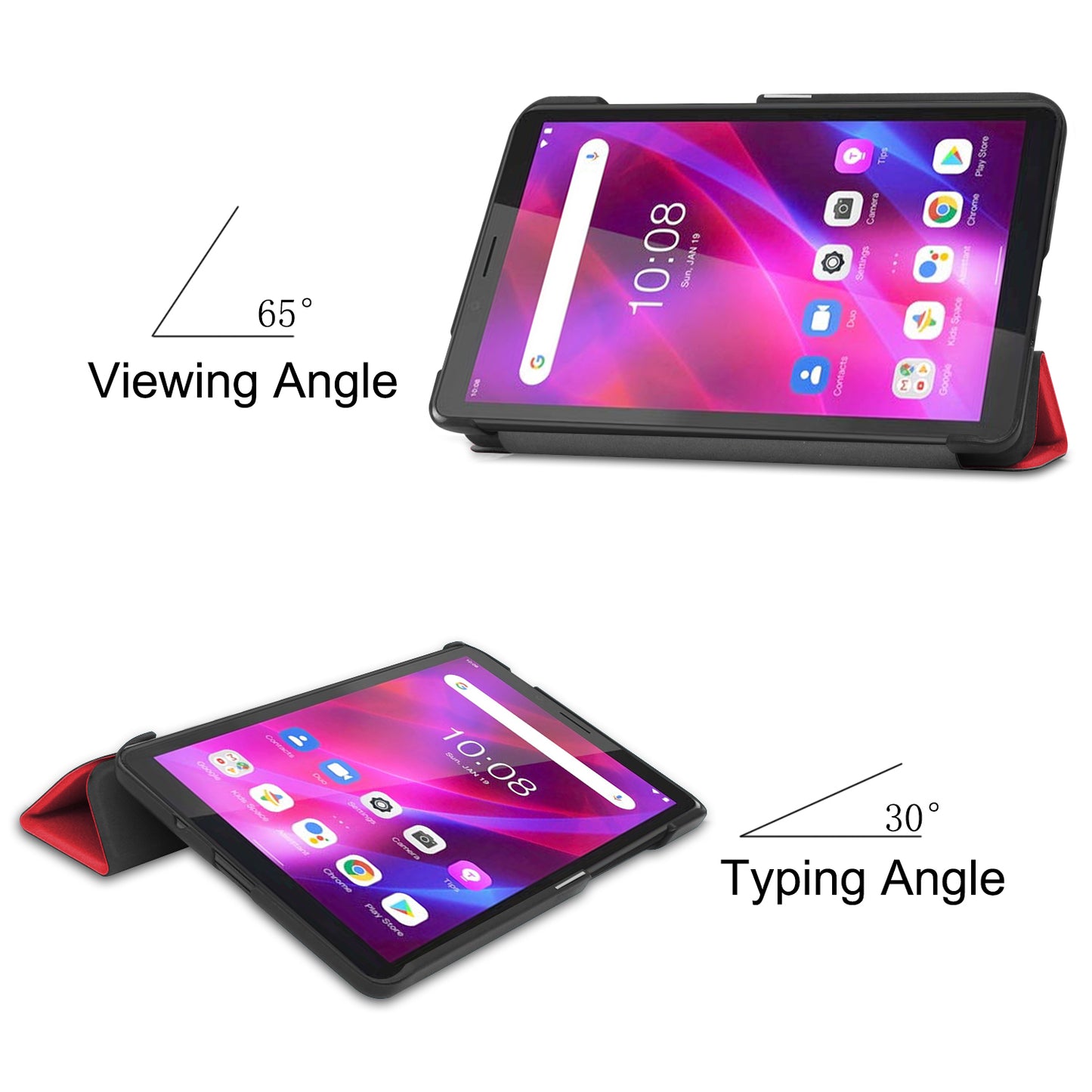 Tri-fold Stand PU Leather Tablet Well-protected Case Cover for  Lenovo Tab M7 (2nd Gen) / (3rd Gen)