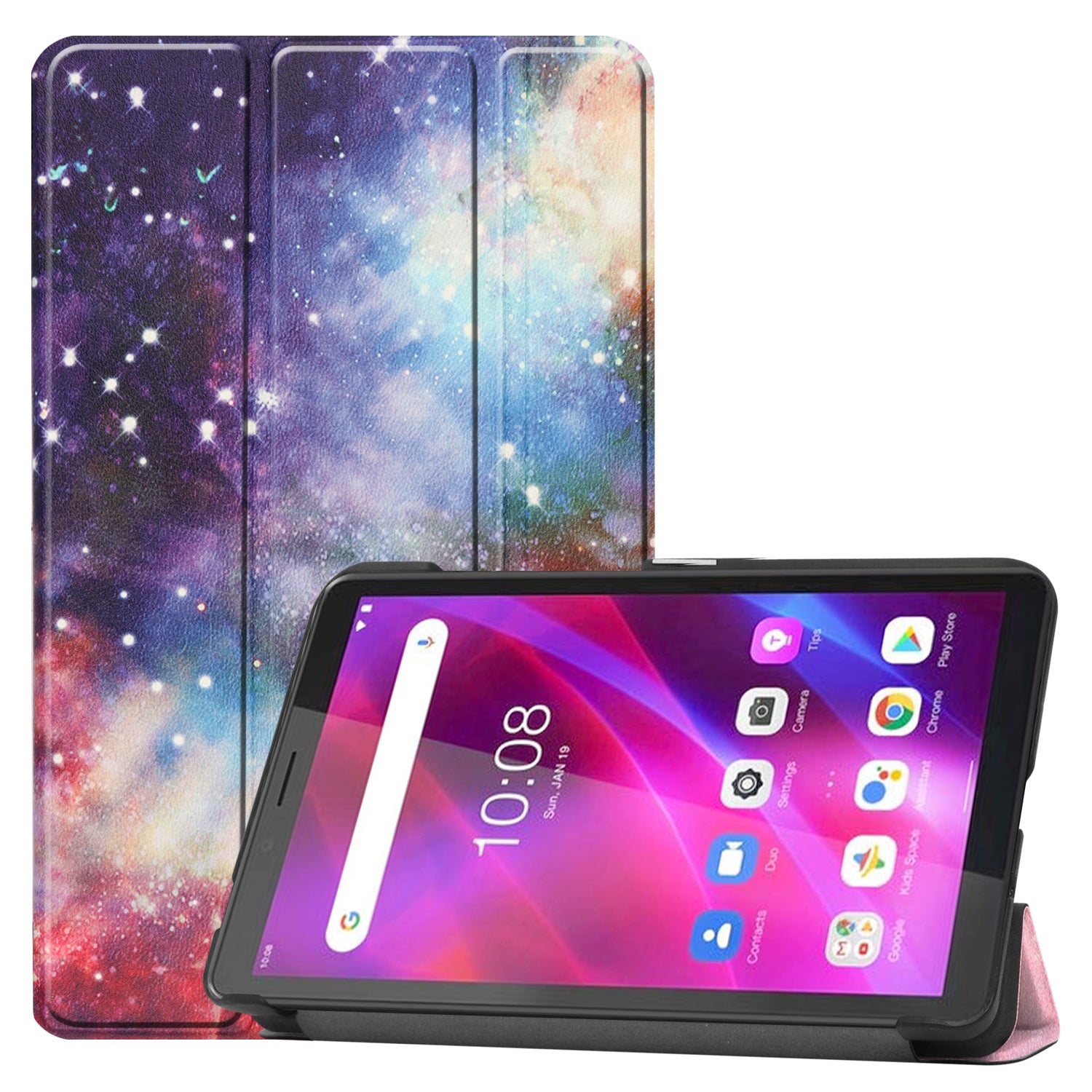 Stylish Light Slim Pattern Printing PU Leather Tri-fold Stand Tablet Cover Shell for  Lenovo Tab M7 (2nd Gen) / (3rd Gen)