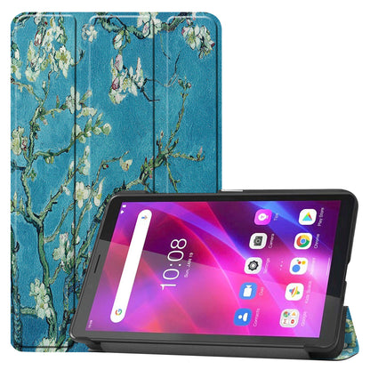 Stylish Light Slim Pattern Printing PU Leather Tri-fold Stand Tablet Cover Shell for  Lenovo Tab M7 (2nd Gen) / (3rd Gen)