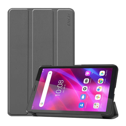 ENKAY HAT PRINCE Full Coverage Shock-Proof Tri-fold PU Leather + Hard PC Inner Tablet Stand Case for  Lenovo Tab M7 (2nd Gen) / (3rd Gen)